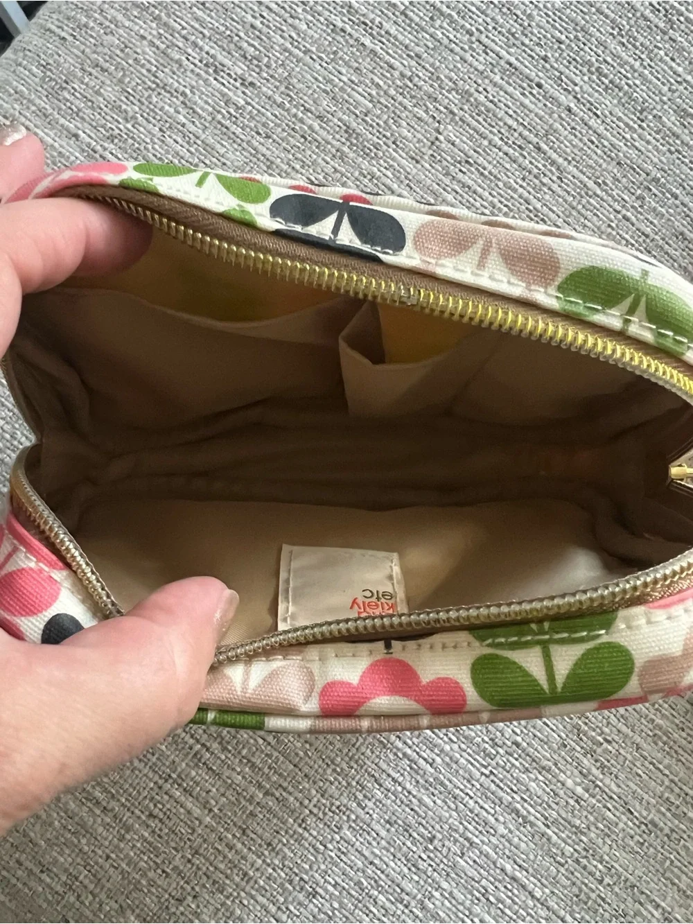 Orla Kiely Multicolor Stem-Print Cosmetic Pouch in Pink, Green & Black